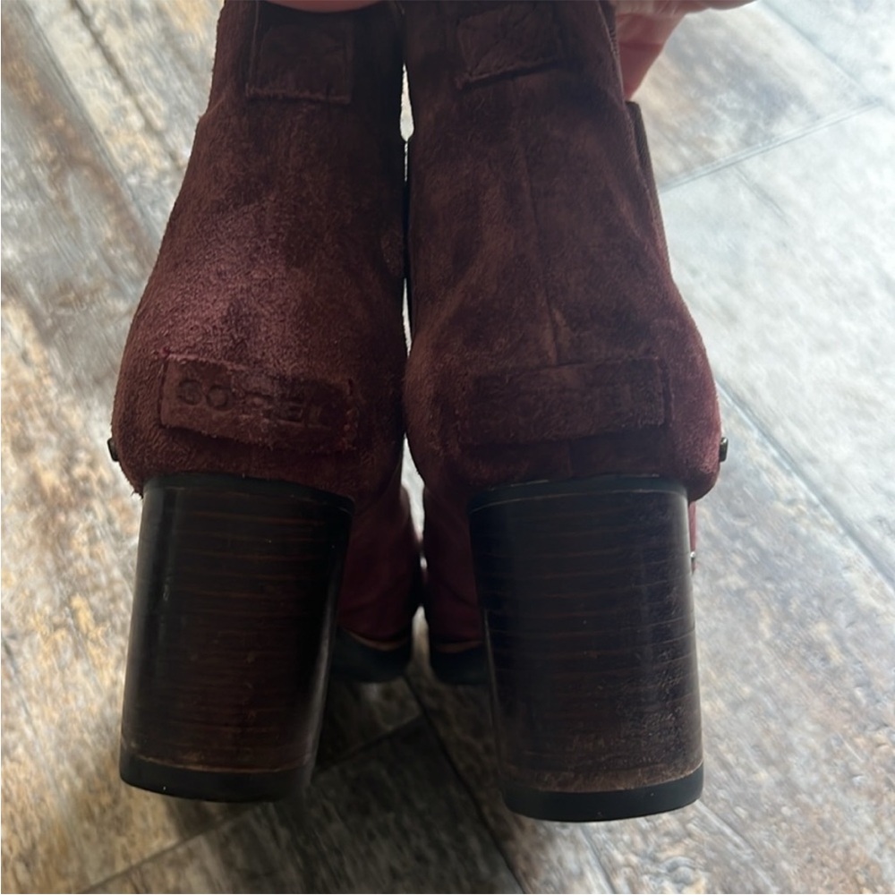 Sorel Addington Chelsea Ankle Boots Redwood Waterproof Suede Block Heel - Picture 4 of 9
